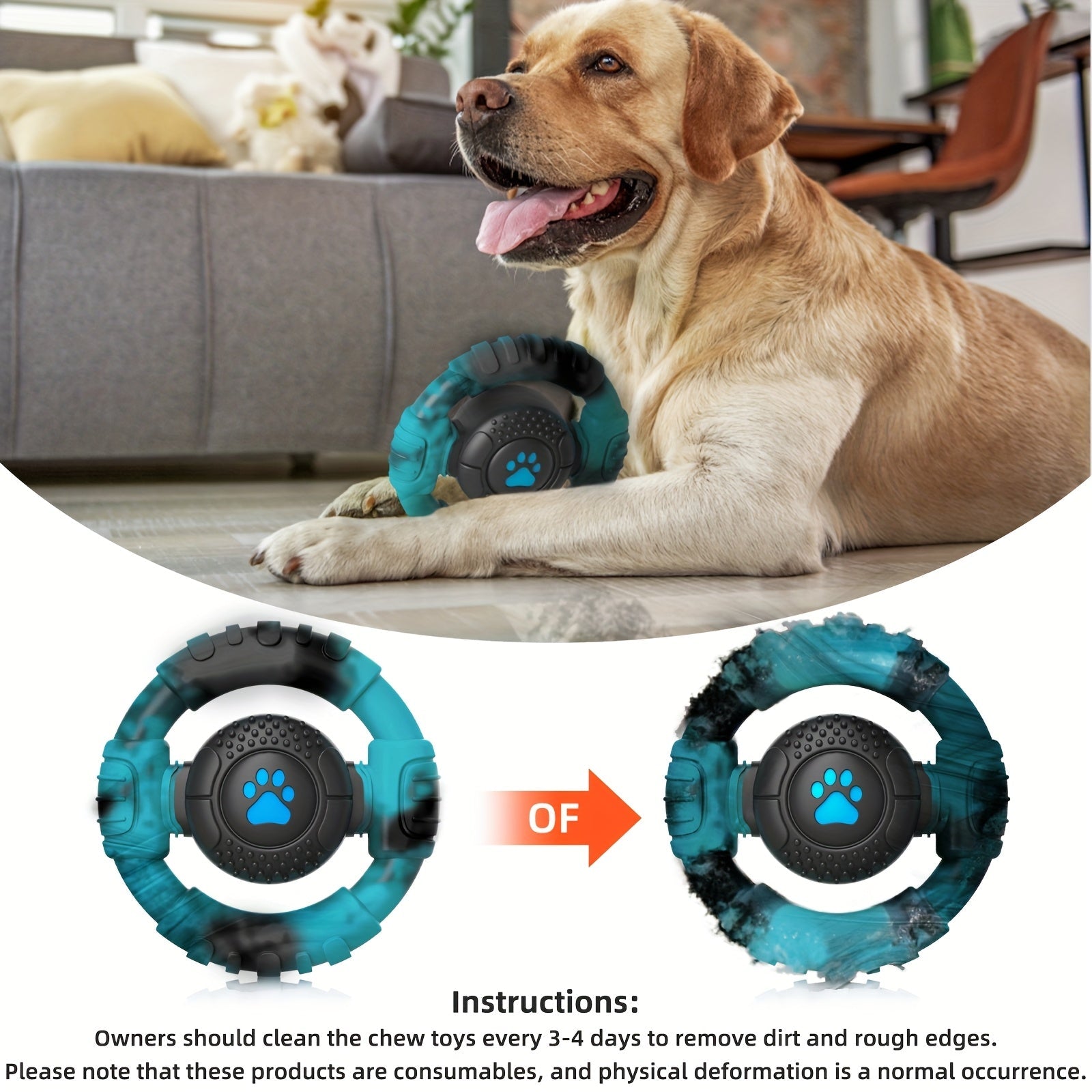 Steering Wheel Dog Chew Toy for Medium Dogs - Image 3